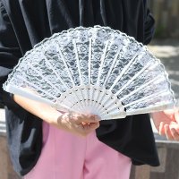 REAL STYLE/リアルスタイル REAL STYLE 扇子 レディース コンパクト ダンス レース 黒 花柄 かわいい おしゃれ イベント コスプレ 和装 浴衣 お祭り 花火大/506928764