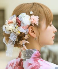 Retica/レティカ Retica 浴衣髪飾り パールピンニュアンスカラーフラワーレースリボン付き浴衣ヘアアクセサリー11点セット/506928864