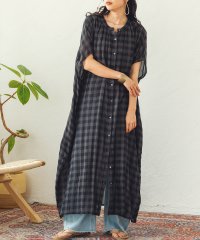 Noia/ノイア Noia フレンチスリーブ チェックシャツワンピース/506928933