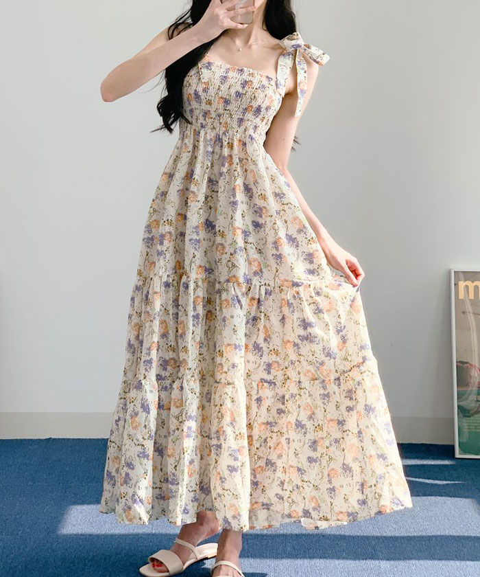 肩リボン 花柄 ワンピース ドレス フレア キャミ パーティー 黒 楽天市場】花柄ワンピース夏 韓国 黒 肩リボン レトロワンピース