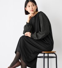 Viola e Viola/ヴィオラ エ ヴィオラ Viola e Viola なめらかポンチ 袖切替ドッキングワンピース/506929207