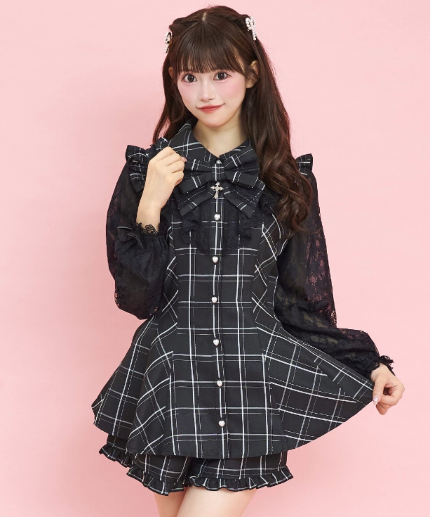 Secret Honey シークレットハニー ラッフル袖レース長袖セットアップ シークレットハニー Secret Honey ラッフル袖レース長袖
