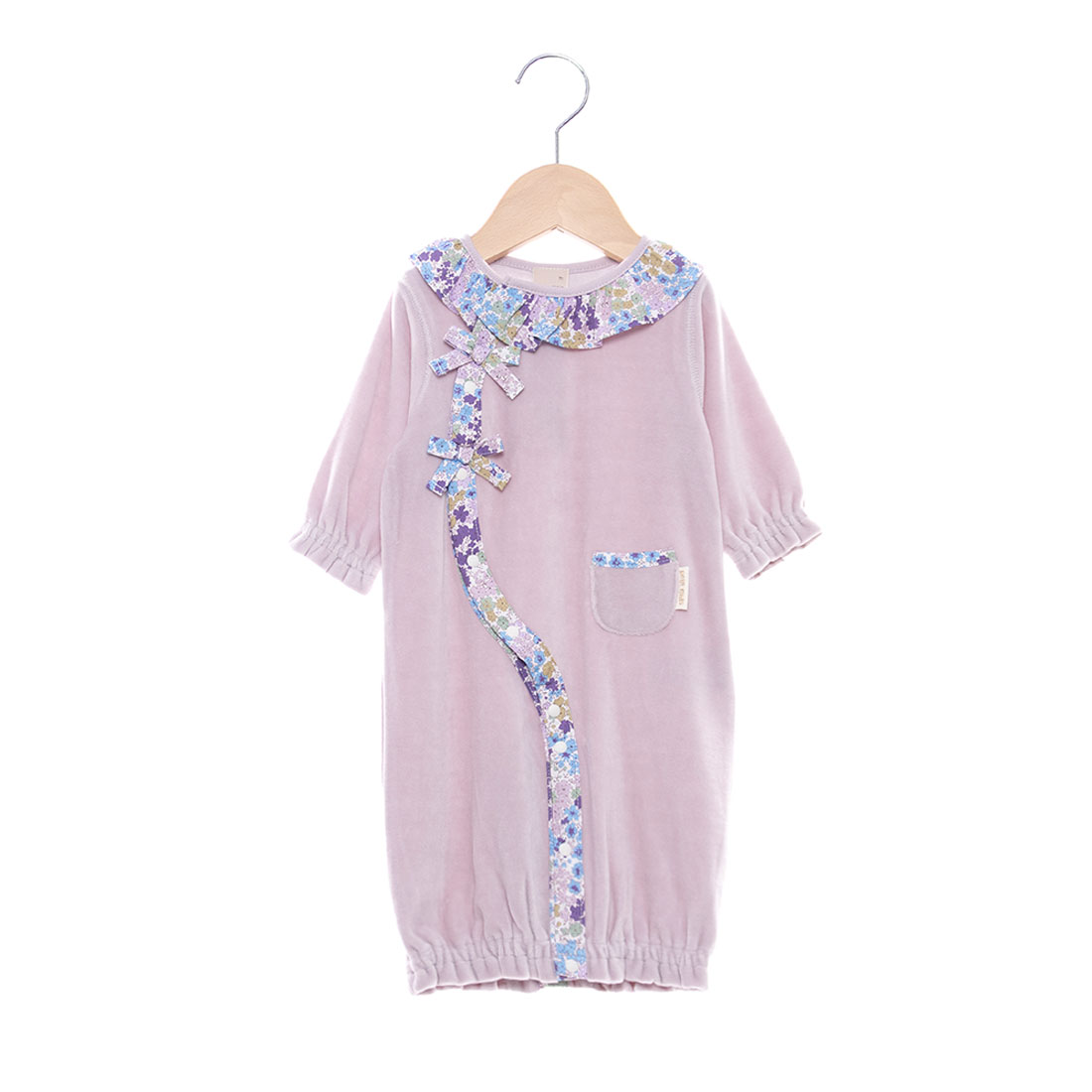 petit main薄紫のフラワー刺繍ドレスとカーディガン petit main薄紫のフラワー刺繍ドレスとカーディガン