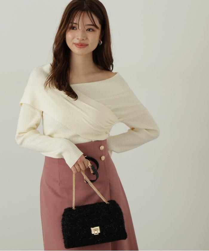 PROPORTION BODY DRESSING カシュクールオフショル風ニット セール】カシュクールオフショル風ニット(506924823