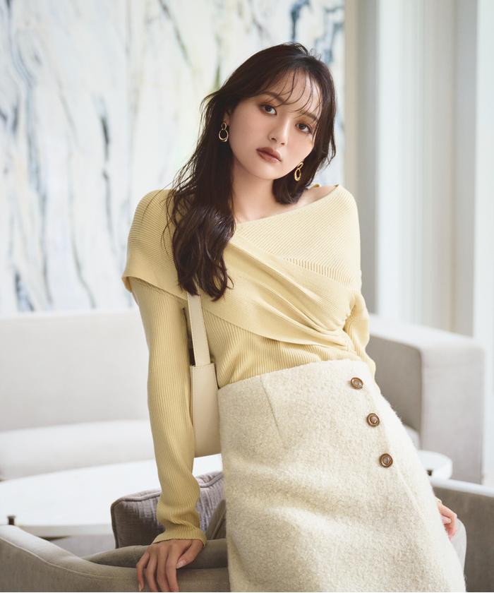 PROPORTION BODY DRESSING カシュクールオフショル風ニット セール】カシュクールオフショル風ニット(506924823