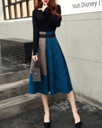 Lily of Valley/リリーオブバリー Lily of Valley トップス スカート 上品 ツーピース セットアップ ミモレ丈 バイカラー Aライン 上下/506927924