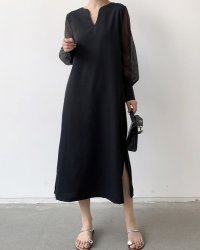 Lily of Valley/リリーオブバリー Lily of Valley スキッパー サイドスリット ワンピース 長袖 フォーマル 上品 きれいめ お呼ばれ 清楚/506927938