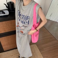 Private Beach/プライベートビーチ privatebeach ロゴプリントフレンチスリーブTシャツワンピース/506928965
