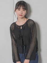 RETRO GIRL/レトロガール RETRO GIRL リボンメッシュカーデ/506929300