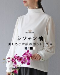 Vieo/ヴィオ Vieo シフォン袖 美しさと余韻が漂うトップス/506930657