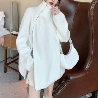 Belle Cie/ベルシー Belle Cie ニット トップス セーター ジップ ハイネック 長袖 モノトーン レディース 韓国ファッション かっこいい ダンス ストリート B/506935297