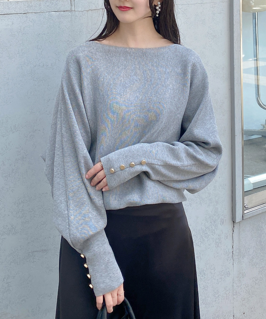 イング INGNI ニットカーディガン ドルマンスリーブ 七分袖 M セールイング INGNI 12G袖釦ドルマンニット(506935564) | イング