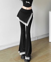 shopnikoniko/ショップニコニコ ShopNikoNiko レース ラップスカート付き フレアパンツ ma 【即納】韓国カジュアル バレエコア トレンド/506883974