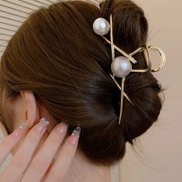 shoppinggo/ショッピングゴー shoppinggo パール バンスクリップ ヘアクリップ 大粒パール バレッタ まとめ髪 髪飾り 髪留め ヘアアレンジ オルチャン/506937260