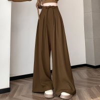 shoppinggo/ショッピングゴー shoppinggo ワイドパンツ タック入り ロング丈 ウエスト紐デザイン テーパードパンツ ストレート パンツ ズボン ゆったり ボトムス/506937264