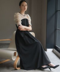 GIRL/ガール GIRL オーガンジー切り替えギャザースリーブフレアロング丈 結婚式 ワンピース パーティードレス/506919602