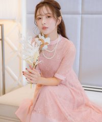 Retica/レティカ Retica 2連パールネックレス付きミモレ丈レースレイヤードフレアワンピースパーティードレス 大きいサイズ/506921896