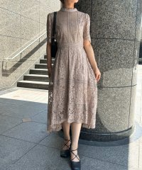 aity/アイティ aity ケミカルレース×ハシゴレース切替ドレス 結婚式 パーティードレス オケージョンドレス 同窓会 お呼ばれワンピース 5分袖/506945629