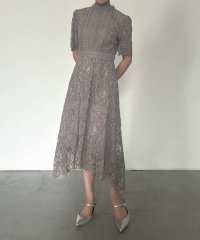 aity/アイティ aity ケミカルレース×ハシゴレース切替ドレス 結婚式 パーティードレス オケージョンドレス 同窓会 お呼ばれワンピース 5分袖/506945629
