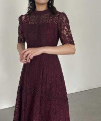 aity/アイティ aity ケミカルレース×ハシゴレース切替ドレス 結婚式 パーティードレス オケージョンドレス 同窓会 お呼ばれワンピース 5分袖/506945629