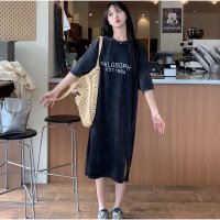 And Kawaii/アンドカワイイ And Kawaii ワンピース ミディアム丈 ロゴTシャツワンピース 半袖 韓国ファッション/506948572