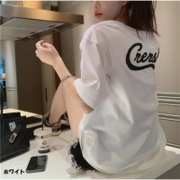 And Kawaii/アンドカワイイ And Kawaii 半袖Tシャツ 前後ロゴプリント 夏 綿Tシャツ レディース韓国/506948573