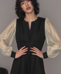GIRL/ガール GIRL オーガンジースリーブXラインキーネックロング フレア 結婚式 ワンピース パーティードレス/506948704
