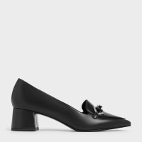 CHARLES & KEITH/メタリックアクセント ポインテッドトゥブロックヒールパンプス/506949829