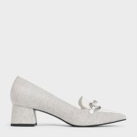 CHARLES & KEITH/メタリックアクセント ポインテッドトゥブロックヒールパンプス/506949829