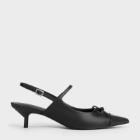 CHARLES & KEITH/ボウ ポインテッドトゥキャップキトゥンヒールパンプス/506949850