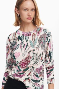 Desigual/デシグアル Desigual 長袖セーター、丸首、花柄のディテール/506951784