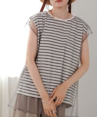 Bab/バブ Bab チュールボーダーノースリーブトップス/506953267