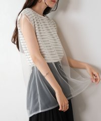 Bab/バブ Bab チュールボーダーノースリーブトップス/506953267