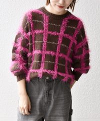 SHIPS any WOMEN/SHIPS any:〈手洗い可能〉シャギー チェック クルーネック プルオーバー/506954302