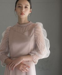 GIRL/ガール GIRL ダイヤチュール切り替えギャザースリーブフレア ロング丈 結婚式 ワンピース パーティードレス/506948694