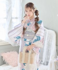 Retica/レティカ Retica 変わり縞×大輪ダリア ゆかた2点セット (浴衣+兵児帯)/506963997