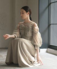 GIRL/ガール GIRL オープンショルダーチュールギャザーロング フレア 結婚式 ワンピース パーティードレス/506964000