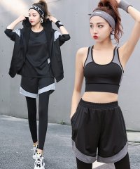 TeddyShop/テディショップ Teddyshop レディース バイカラーヨガフィットネススポーツウェア 上下5点セット/506968392