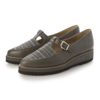 BARCLAY/【本革 / 日本製】 バークレー BARCLAY 軽量プラットフォームソール アーモンドトゥ 異素材コンビ Tストラップアレンジ マスキュリンシューズ/506968019