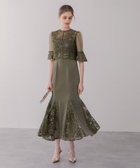 Leja/レジャ Leja 花柄刺繍スパンコールボレロドッキングサテンマーメイドドレスワンピースドレス美脚効果結婚式 パーティードレス 成人式 20代 30代 40代/506972537