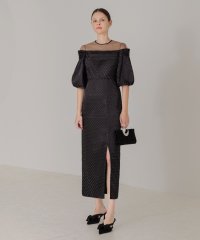 Leja/レジャ Leja ドットストーンパフスリーブスリットIラインドレス美脚効果結婚式 パーティードレス 成人式 20代 30代 40代/506972539