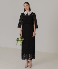 Leja/レジャ Leja リーフレースカラースリットスリーブIラインセットアップ美脚効果結婚式 パーティードレス 成人式 20代 30代 40代/506972540