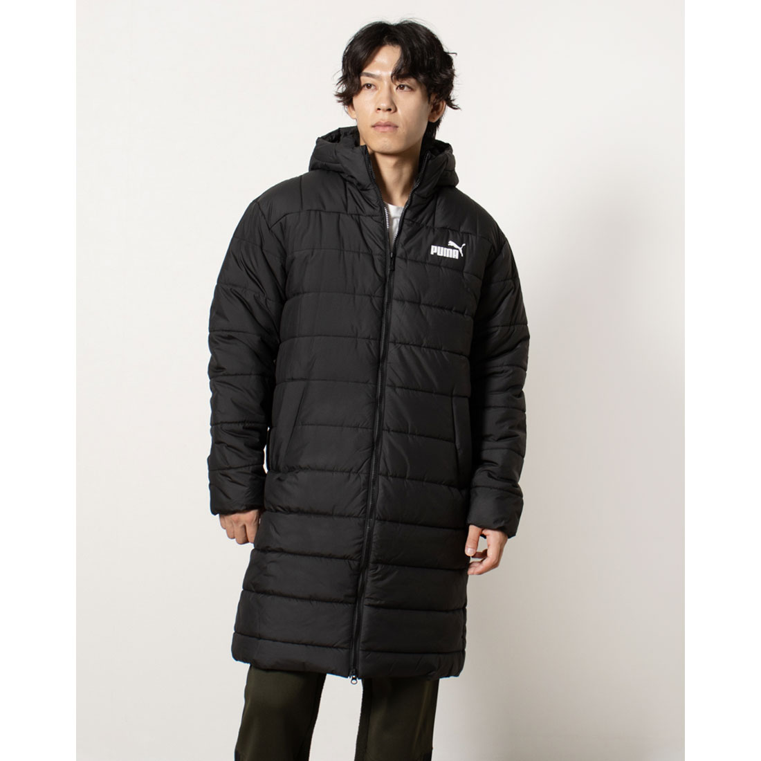 L】ATHLETA 着飾っ フード付きネイビー ベンチコート