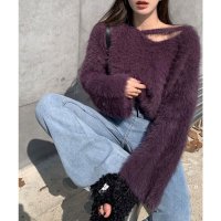 miniministore/ミニミニストア miniministore クロップド丈シャギーニット Vネック長袖/506973016