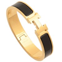 HERMES/エルメス Hermes ブレスレット バングル クリックH ブラック ゴールド レディース HERMES H700001 F 01/506973099