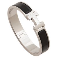 HERMES/エルメス Hermes ブレスレット バングル クリックH ブラック シルバー レディース HERMES H700001 FP 01/506973101