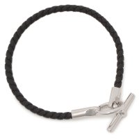 HERMES/エルメス Hermes ブレスレット バングル シルバー金具 ブラック シルバー レディース HERMES H071681 FP 89/506973091