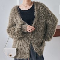 Ranan/ラナン RANAN ロングフェザーシャギーオーバーカーデ/506693009