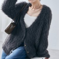 Ranan/ラナン RANAN ロングフェザーシャギーオーバーカーデ/506693009