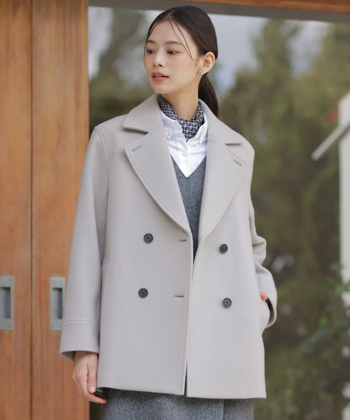 ヌーディなライトベージュのピーコート ピーコート(ベージュ)のファッション通販 - d fashion